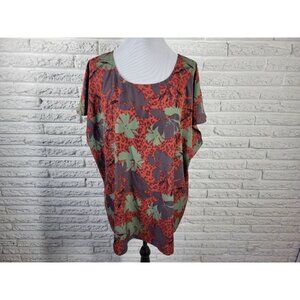 Evri Womens Top 2X Plus Sleeveless Brown Floral Pullover Polyester Comfy FLO400E